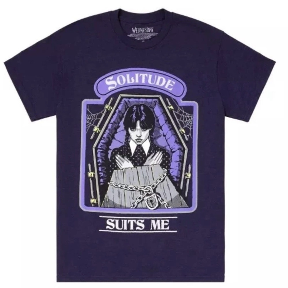Wednesday solitude suits me Purple Graphic T-Shirt